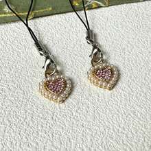 1/2 chiếc dây đeo điện thoại hình trái tim ngọc trai hồng tối giản, dây đeo điện thoại bền, phụ kiện điện thoại đa năng, phụ kiện điện thoại thanh lịch - Hồng - Xem 3