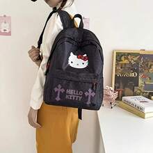 SANRIO 1个三丽鸥Hello Kitty可爱背包，卡哇伊时尚卡通印花书包，带口袋，轻便日常通勤背包 - 送给女孩和三丽鸥粉丝的完美情人节返校礼物 - 彩色 - 查看 9