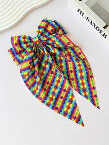 2个LGBTQ骄傲日彩虹条纹蝴蝶结发夹，适合海滩、派对、节日，甜美优雅的发饰，可搭配马尾辫或半扎发（夏季）、假日、旅行 - 彩色 - 查看 9