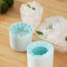 1pc Cylinder Tray, Silicone Ice Bucket, Portable Ice Maker, Easy Release Ice Cup With Press Button - Blue - View 12