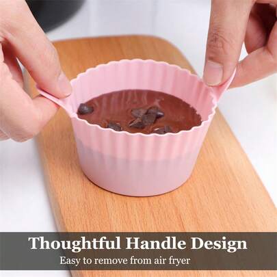 3 件装优质硅胶空气炸锅烘焙模具 - 不粘，适用于鸡蛋、纸杯蛋糕、松饼、布丁、挞、蛋奶冻等，硅胶材质，是烹饪/健康烹饪的理想之选，无需用电，适用于家庭厨房/所有型号的空气炸锅/注重健康的人士，必备烘焙配件