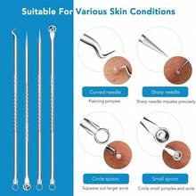 14pcs Stainless Steel Blackhead Remover Tool Set - Professional Acne Removal Kit, Salon Use Blackhead Extractor, Acne Needle Tool, Pore Cleaner, Deep Cleansing Facial Care Tools, Blackhead Remover - Silver - View 6