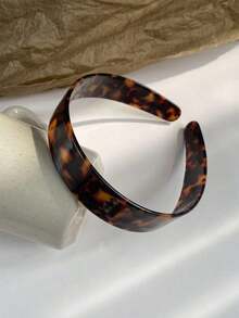 1pc French Classic Fashion Wide Acetic Amber Leopard Print Headband, Non-Slip Teeth, Smooth Surface, Thick For Women,Hairband,Hair Hoop Headbands ,Animal Print Hair Accessories Head Accessories - 棕色玳瑁 - 查看 13