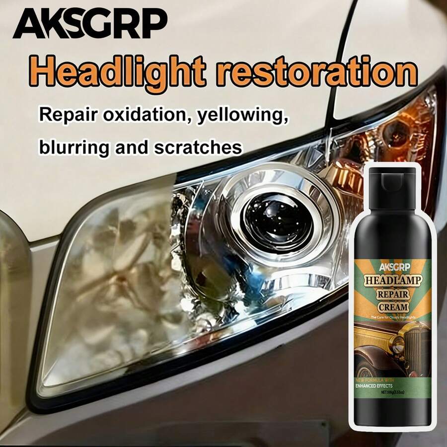 汽车大灯修复套装，修复划痕和泛黄，无需打磨即可快速提亮，防雾且持久保护