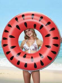 1 pieza Flotador inflable de sandía para adultos - Accesorio divertido para deportes acuáticos, hecho de material PVC, adecuado para actividades acuáticas de verano y fiestas de natación - Multicolor - Ver 6