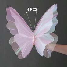 Trang trí tường hình bướm 3D lưới cỡ lớn, bướm nhân tạo 50cm dùng cho lối đi trong đám cưới, tiệc tùng và phông nền chụp ảnh ngoài trời, chủ đề: "Những chú bướm dẫn đường", quà tặng Ngày của Mẹ. - Màu trắng đầy màu sắc - Xem 20