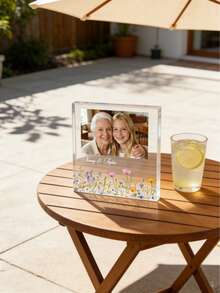 Customized Wildflower Acrylic Photo Frame, Personalized Mother's Day Decoration, Grandmother Gift. Customized Acrylic Decorations, Personalized Mother's Day Gift, Grandmother Photo Frame, Floral Acrylic Desktop Decoration, Family Keepsake. - Multicolor - View 3