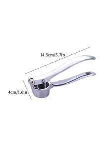 1pc Stainless Steel Garlic Press, Fashionable Silver Multi-Function Garlic Mincer Kitchen Tool - Multicolor - View 7