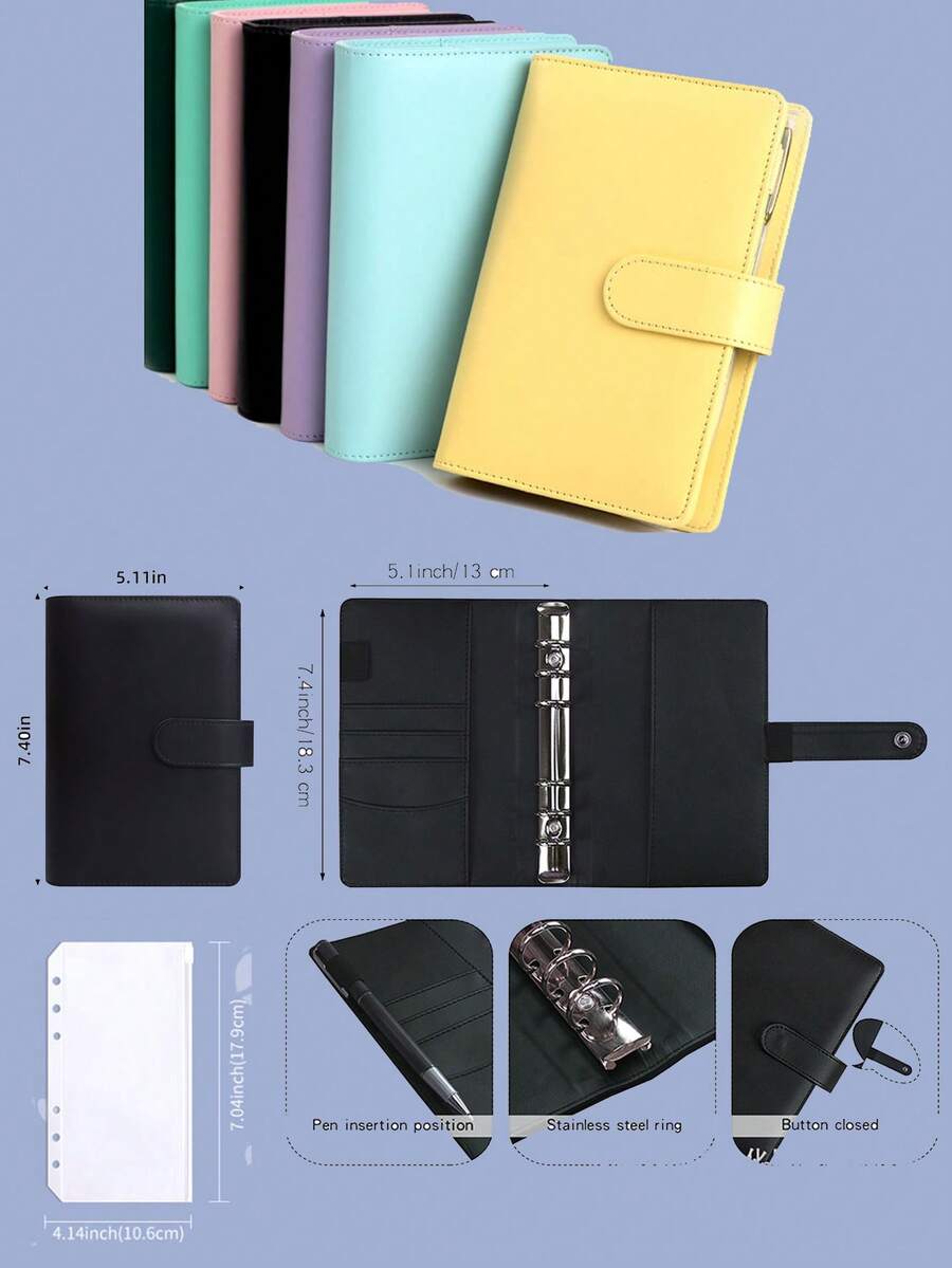 Sổ tay quản lý ngân sách A6, bìa da PU mềm mại kèm 12 phong bì zip A6, sổ lập kế hoạch ngân sách để quản lý chi tiêu và tiết kiệm. - Nhiều màu - Xem 1