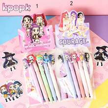 6支/套 女巫猎人主题中性笔，文具套装包含笔、笔记本、学生奖励小礼物，适合学校和办公室用品，返校必备（款式随机） - 彩色 - 查看 6