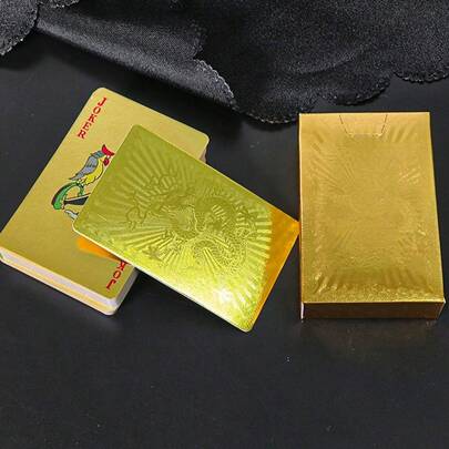 54pcs Gold-Colored Paper Core Playing Cards, Standard Poker Deck, Elegant Design, Exquisite Patterns - Durable Set, Suitable For Valentine's Day, Thanksgiving, Christmas, Halloween And New Year Celebrations - Ideal For Parties And Gatherings, Holiday Game Nights, High-Quality Printing