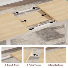 Extendable Office Dining Table & Chair Set – 5-Piece Mid-Century Modern Desk – Metal Frame, Durable MDF, Easy To Clean, Mark-Resistant – Seats 4-8 – Ideal For Small Spaces - A - Ver 4