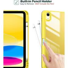 Transparent Hard Back Cover For IPad 11th Gen (A16) And 10th Gen, Maintains Original Beauty, With 30°/60° Dual-Angle Stand, Built-In Pencil Slot, Auto Wake/Sleep - Yellow - View 5