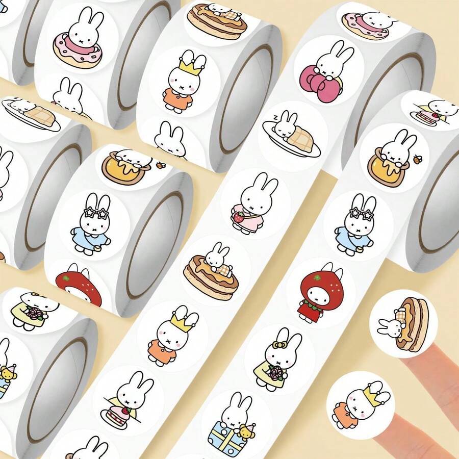 500 miếng dán hình thỏ Miffy dễ thương, miếng dán niêm phong, miếng dán cuộn hình thỏ hoạt hình, miếng dán trang trí sổ kế hoạch kiểu INS, quà tặng trang trí | Trang trí nhật ký, trang trí bao bì, miếng dán trang trí sách giáo khoa, quà tặng - Nhiều màu - Xem 1