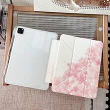 1个双面粉色樱花图案3+Y折叠多角度磁吸支架平板电脑保护套，带笔槽和自动休眠/唤醒功能，兼容iPad Pro/Air、iPad 5/6/63。 - 彩色 - 查看 2
