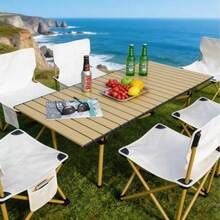 Mesa plegable de exterior tipo waffle / Mesa de picnic y camping portátil / Mesa de puesto ajustable en altura, color aleatorio - Multicolor B - Ver 5