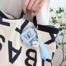 1pc Cute Cartoon Butterfly Silicone Protective Case With Keychain, Suitable For Women - Baby Blue - View 4