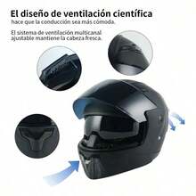 Casco Abatible para Motocicleta Negro Mate, Certificado DOT, Diseño  y Cómodo, Protección Integral, Ideal para Uso Diario y Viajes - A - Ver 8