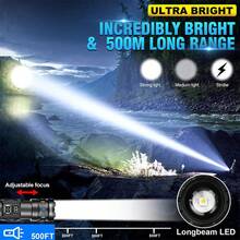 5000 LUMEN White LED Flashlight Strong White Light USB Rechargeable Telescopic Zoom Torch 1500m Long Range - LED Flashlight - View 9