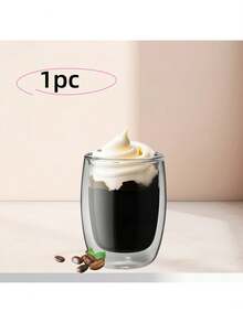 1-2-4 piezas/Set Tazas de café de vidrio reutilizables con doble pared aislada, para capuchino, latte, té, bebidas calientes y frías con asa, adecuadas para Halloween, Navidad - Multicolor - Ver 17