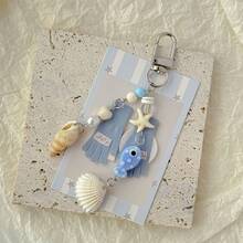 2pcs Multi-Color Shell & Starfish Phone Strap, Earphone Charm, Keychain, Camera Hanging Decor, Ins Style - متعدد الألوان - مشاهدة 2