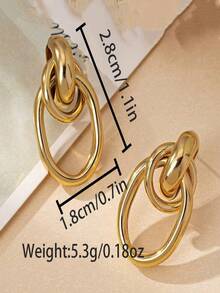 随机风格，别致简约几何金属耳环，优雅轻盈，百搭耳环，适合日常佩戴 - 1 YEAR - 查看 1