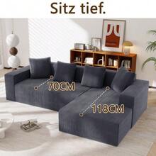 Fully Compressed Boneless Sofa, Cloud Combination Sofa With L-Shaped Chaise Lounges, Modern Modular Sofa With Deep Seats, Upholstered Sofa For Living Room And Bedroom - Dark Grey - View 3
