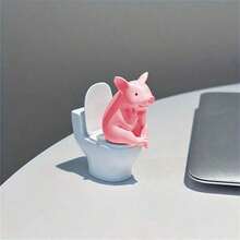 MIYA Cute Pig Bathroom Decor - Resin Made Funny Pig Figurine Suitable For Vanity Shelf - Farmhouse Style Animal Decoration For Home Bathroom Cabinet - Unique New Gift For Pig Lovers - A - View 3