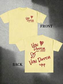 1pcs Women's Double-Sided Printing Von Dutchh Heart Logo With Key And Year 1999 Fabric Soft & Skin-Friendly Unisex Style Gifts For Spring Festival, Valentine's Day, St. Patrick's Day & World Cup-Van Dutch Dragon Print Women T Shirt Classic Americana Style Graphic Tee,Summer Outfits,Vacation Outfits Women,Summer Outfits For Women,Spring Outfits For Women,Summer Tops,St Pattys Day Outfit,Easter Outfit Women - Màu vàng - Xem 14