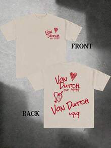 1pcs Women's Double-Sided Printing Von Dutchh Heart Logo With Key And Year 1999 Fabric Soft & Skin-Friendly Unisex Style Gifts For Spring Festival, Valentine's Day, St. Patrick's Day & World Cup-Van Dutch Dragon Print Women T Shirt Classic Americana Style Graphic Tee,Summer Outfits,Vacation Outfits Women,Summer Outfits For Women,Spring Outfits For Women,Summer Tops,St Pattys Day Outfit,Easter Outfit Women - 杏色 - 查看 11