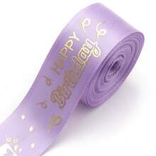 5 Yards/Roll English Foil Print Polyester Ribbon 1 Inch Wide, "Happy Birthday" Floral Birthday Party Colorful Packaging Decoration Ribbon, Cake Gift Box Scrapbooking - English Ribbon - View 30
