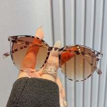 1pc Y2K Style Square Frame Retro Fashion Fashion Glasses, Unisex Daily Wear - White Leopard Print - View 2