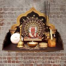 1pc 2D Flat Wooden Temple Decor, Suitable For Home And Office, Wall Mounted Or Tabletop Modern Temple, Fits Home Or Store Walls, Floating Shelf - Multicolor - View 5