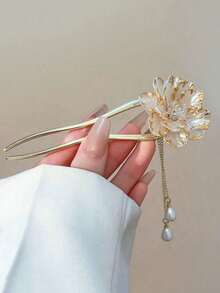 1 pezzo Nuovo fermaglio per capelli da donna in stile retrò smalto, fiore di peonia in stile cinese, accessorio per capelli elegante di alta qualità in stile antico cinese, adatto per estate, vacanze, viaggi, raccolti, accessori per capelli, festival, feste - Multicolore - Visualizzare 3