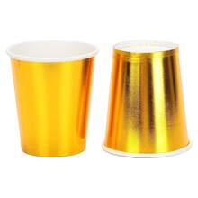 100/60/50/25/20 piezas Vasos de papel con tema dorado, adecuados para fiestas de cumpleaños, reuniones familiares, bodas y otras decoraciones de fiesta - Dorado - Ver 5