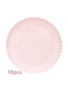 10pcs/20pcs/50pcs Pale Pink Shell Rim 8-Inch Disposable Paper Plates, Suitable For Cakes, Salads, Desserts, Fruits, Applicable For Birthday, Wedding, Gender Reveal, Holiday, Party Decor And Gifts - Pink - View 8