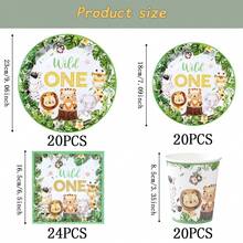 Bộ đồ dùng ăn uống dùng một lần họa tiết động vật cho sinh nhật lần thứ nhất, đĩa tiệc 7/9 inch, đĩa giấy, cốc, khăn ăn dùng một lần, thích hợp cho các ngày lễ, đám cưới, lễ đính hôn, sinh nhật, tiệc tùng, lễ kỷ niệm. - Nhiều màu - Xem 13