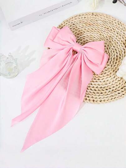 1个粉色蝴蝶结发夹，超大号发卡，发饰，蝴蝶结发带蝴蝶结，优雅发夹，可爱发饰，适合女性日常佩戴、度假装扮，生日和情人节礼物。