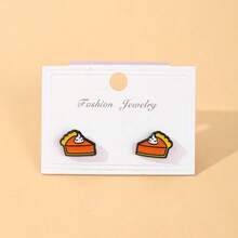 胡萝卜蛋糕耳环珐琅耳钉日常饰品送朋友时尚精致礼物 - 彩色 - 查看 3