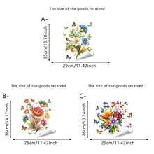 1/3pcs Waterproof PVC Flower & Butterfly Pattern Toilet Stickers, Suitable For Bathtub, Refrigerator, Tiles, Bathroom Decor, DIY Self-Adhesive Floral Wall Stickers - Multicolor - View 2
