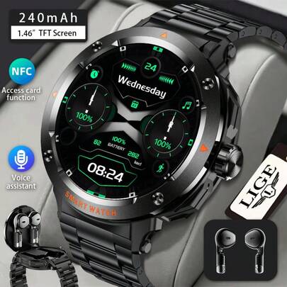 LIGE's New Smart Earphone Watch Has A Square High-Definition Large Screen, Integrated Earphone Watch, Multiple Sports Modes, Alarm Clock Reminder, And Music Playback