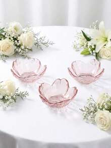 1/3/6/12pcs Glass Cherry Blossom Shaped Decorative Art Candle Holders, Transparent Tabletop Candle Holders, Suitable For Living Room, Dining Room, Wedding Table Decor, Spring & Summer Home Decor, No Battery Or Power Required, Exquisite Home Decor Item, Baby Shower Favor, Reception Table Arrangement, Warm Hospitality, Dining Table Arrangement, Dining Table Decor - Multicolor - View 9