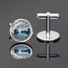 Tree Pattern Glass & Alloy Cufflinks, Men's Gift - 1 - View 4