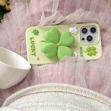 可爱心形3D四叶草手机壳，兼容 15/17 Air/17，全包覆保护壳，创意软硅胶套，韩版ins风，新品上市 - 支架四葉草 - 查看 4