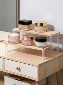 1个2/3层亚克力木质展示架，透明亚克力展示增高架，木质多层展示架，阶梯式增高架，适用于纸杯蛋糕、香水、人偶、收藏品等。 - 無色 - 查看 6