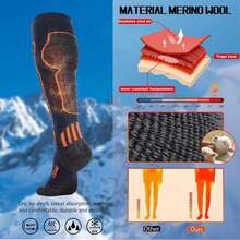 Merino Wool Ski Socks Mens Womens 2 Pairs For Skiing, Snowboarding, Thermal Knee High Winter Warm Sports Performance Socks - ColorA - View 4