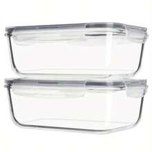 2pcs/4pcs Glass Storage Containers With Lids, Meal Prep Food Container Set, Quick-Lock Seal Lids, Suitable For Baking, Microwave, Oven, Leak-Proof, Fridge And Dishwasher - View 1