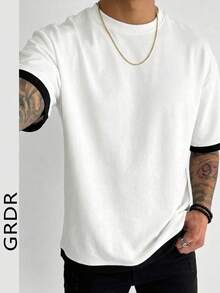 GRDR 男士夏季纯色简约圆领短袖T恤，休闲百搭，适合外出、聚会、通勤等各种场合。 - 白色 - 查看 4