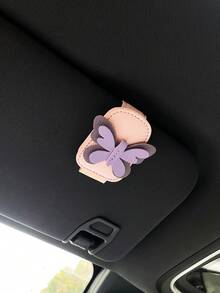 Schmetterling PU Auto Sonnenblendclip, modischer Brillenhalter mit Magnetaufnahme für Autoinnere - A - Übersicht 5
