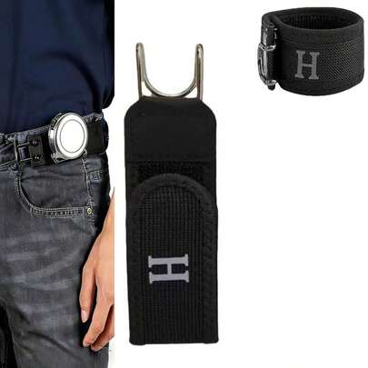 1pc/Set Unisex Elastic Waist Belt With Metal Hook, Hook And Loop Closure Adjustable Slouchy Waist Belt, Suitable For Work And Casual Wear, Convenient And Comfortable